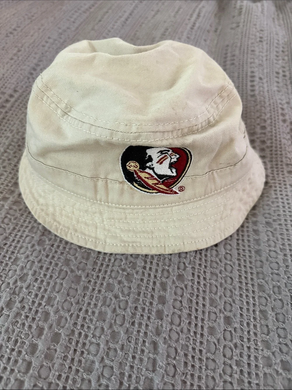 The Game Beige Bucket Hat with Embroidered Team Crest